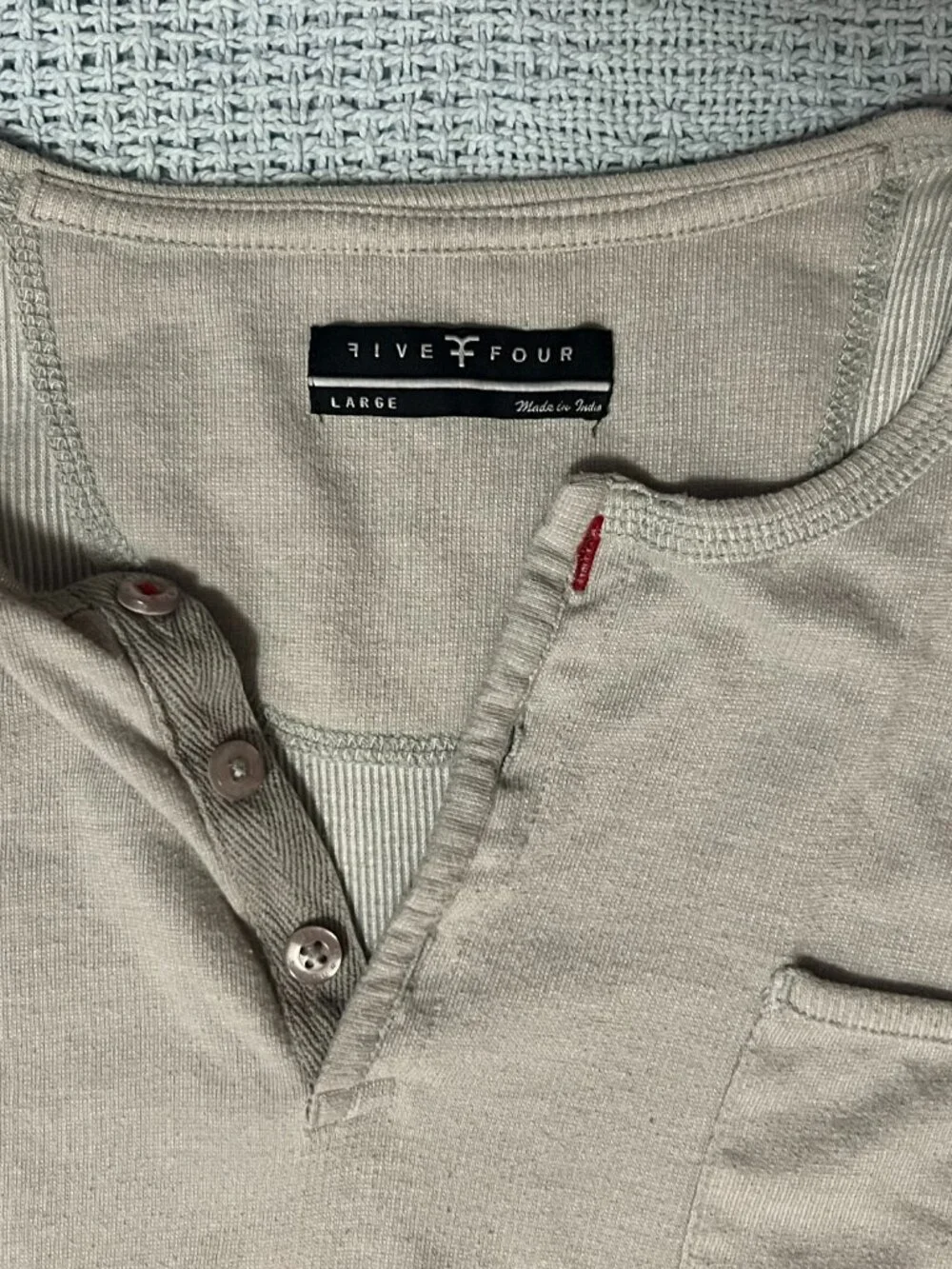 Five Four Short Sleeve Three Botton Henley Shirt - Large